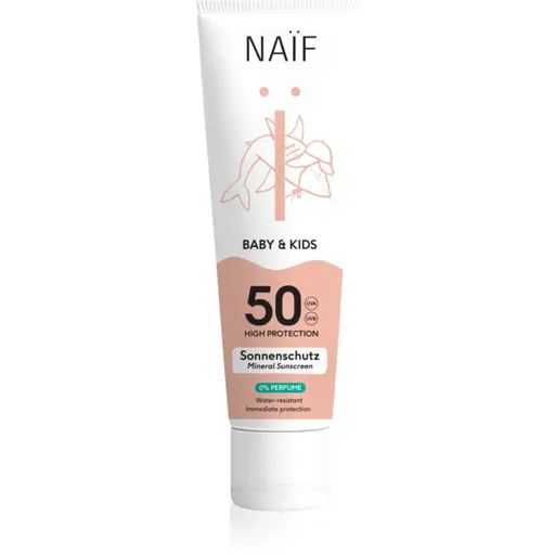 Naif Baby & Kids Mineral Sunscreen SPF 50 0 % Perfume crema pentru protectie solara pentru bebeluși și copii mici fără parfum SPF 50 100 ml