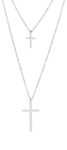 Troli Colier dublu atemporal din oțel Cruce