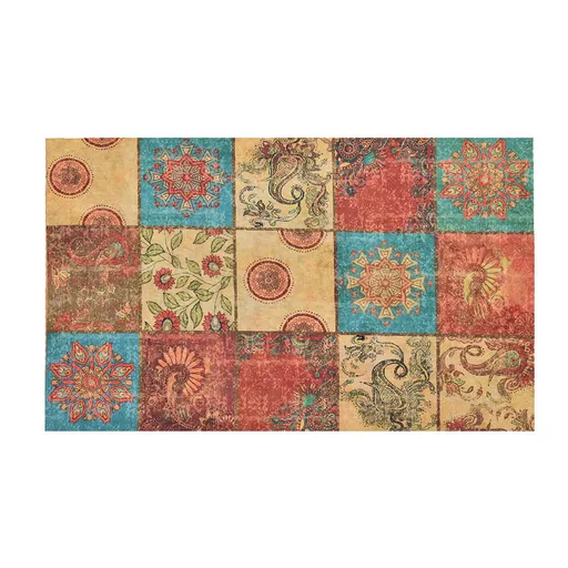 Covoras usa de la intrare Chilai Home 877CHL1041, 45x70 cm, PVC, Bej / Portocaliu