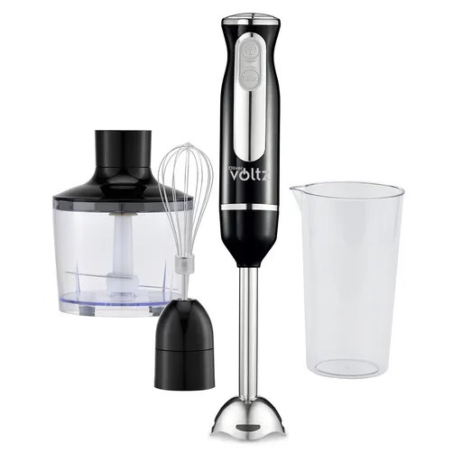 Set blender, tocator si mixer 3 in 1 Oliver Voltz OV51112KSC, 800W, Otel, 2 viteze, Turbo, Negru