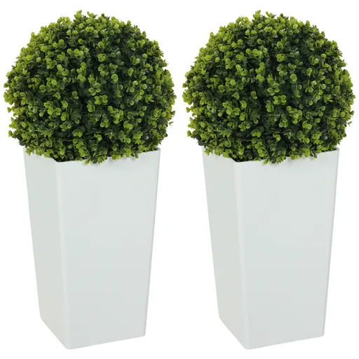 HOMCOM Set 2 bile artificiale eucalipt 65 cm plantă artificială cu protecție UV, 330 frunze în ghiveci, verde | Aosom Romania