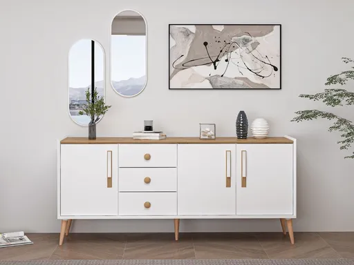 Consola, Hanah Home, Mitra Mirror, 180x80x45 cm, Alb