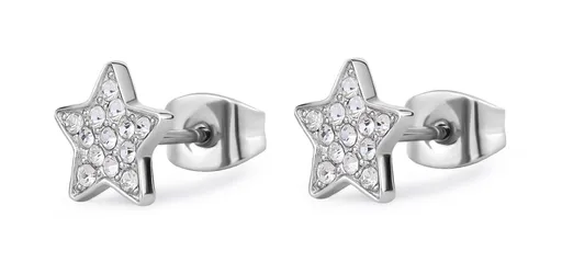 S'Agapõ Cercei din oțel cu cristale transparente Steluțe Aurora SAR50