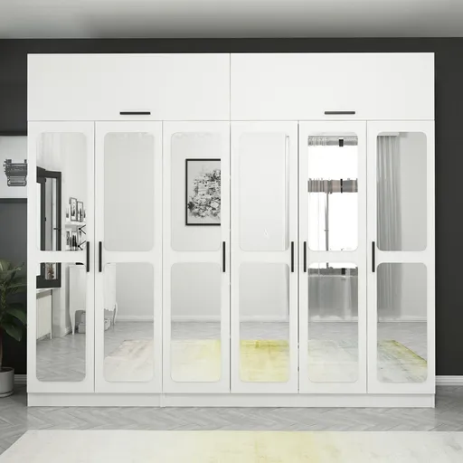 Dulap pentru haine, Hanah Home, Kale, 270x255x52 cm, Alb