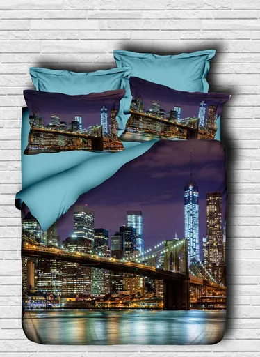 Lenjerie de pat pentru o persoana, L'essentiel Maison, 138, Dark Blue / Blue / Brown