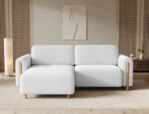 Coltar extensibil stanga 3 locuri ELTAP, LT-O-01ROY, Acossta, 244x154x95 cm, lemn/poliester, alb/natur