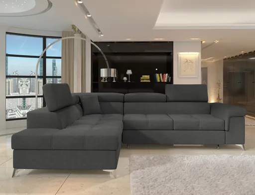 Coltar extensibil stanga 4 locuri ELTAP, ERI-41, Eridano, 275x202x88 cm, lemn/poliester, gri inchis