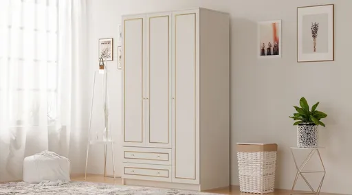 Dulap pentru haine, Hanah Home, Rb-076, 105x180x52 cm, Alb mat