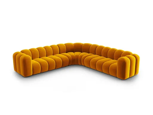 Coltar simetric modular 5 locuri, Lupine-44, Micadoni Home, 309x309x70 cm, catifea, galben