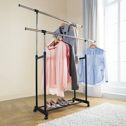 Suport mobil dublu pentru haine