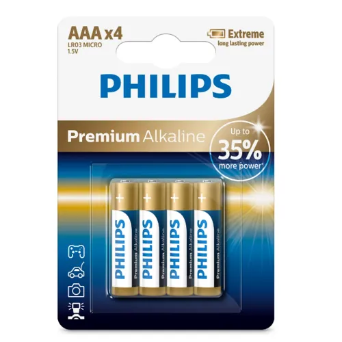 Philips Baterii AAA 1,5 V Premium Alkaline, 4 buc.