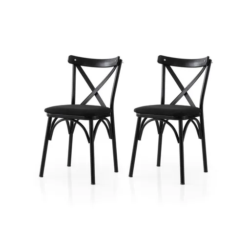 Set de scaune de sufragerie Ekol Black and Black,2 buc., negru