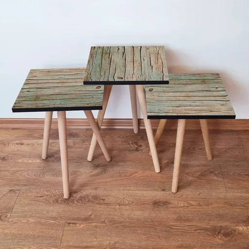 Set masute 3 piese, Hanah Home, 3Shp125, Verde/Maro