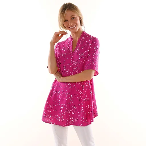 Tunică Button-up cu decolteu tip tunică și imprimeu minimalist