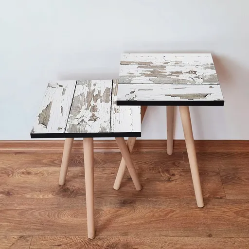 Set masute 2 piese, Hanah Home, 2Shp3, Alb/Maro