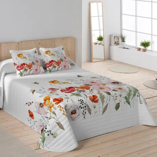 Cuvertură matlasată cu imprimeu floral