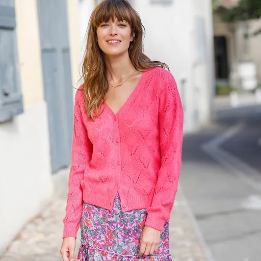 Pulover din dantelă cu nasturi