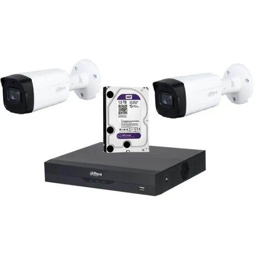 Sistem de supraveghere Dahua DH-2CEXT80M-5MP_HDD HDCVI cu HDD si 2 camere de exterior de 5MP, IR 80m, Starlight