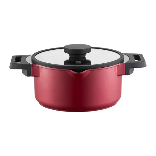 Oala cu capac Noel, Ambition, 20 cm, 2.6 L, aluminiu, visiniu/negru