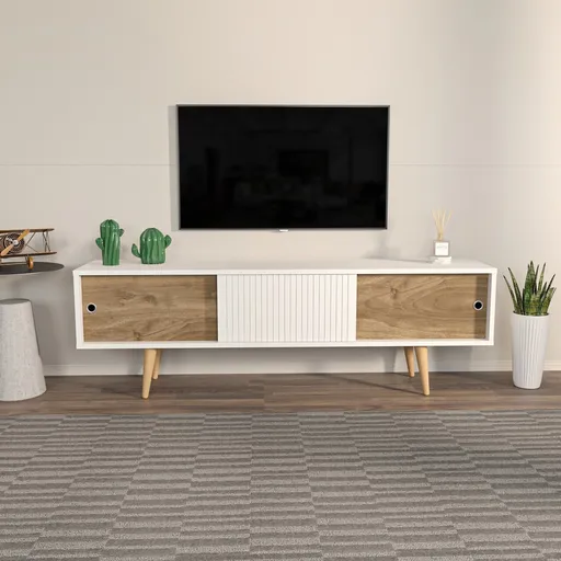 Comoda TV, Hanah Home, Ecrin, 160x45x34.5 cm, Alb/Maro