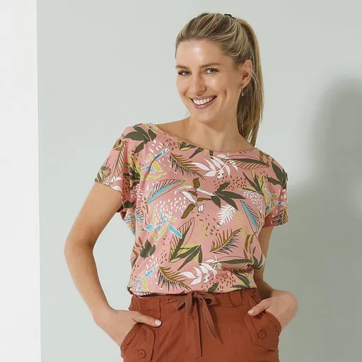 Tricou cu imprimeu și nasturi pe umeri