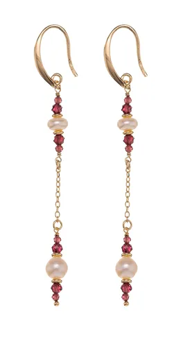 Alisia Cercei lungi placate cu aur, cu granate și perle naturale AL5183.01.029