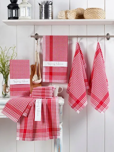 Set prosoape, Hermia, 336EPJ1150, 170 gr/m², Rosu/Alb