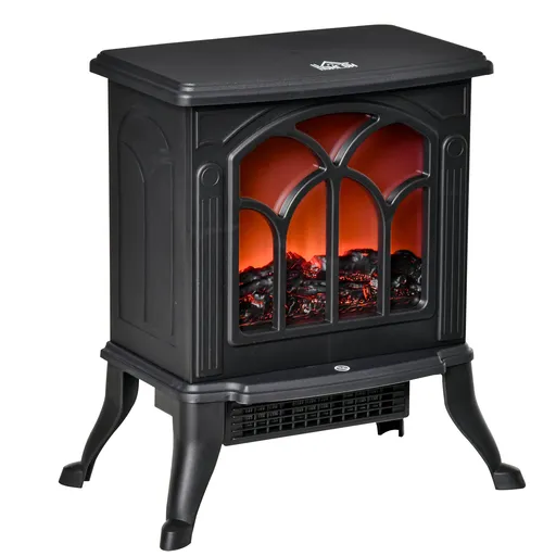 HOMCOM Șemineu Electric 750/1500 W cu Efect de Flacără Acoperire 15-20 m², Negru | Aosom Romania