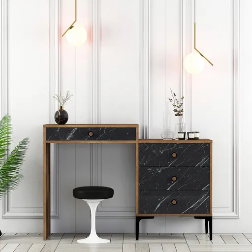 Masa de machiaj, Hanah Home, Lizbon 555, Nuc / Negru