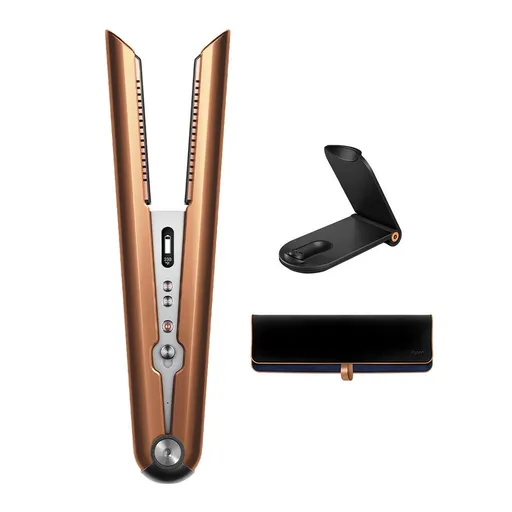 Placa pentru indreptat parul fara fir Dyson HS07 Corrale Bco/Bnk 413111-01, 200 W, 3 setari, Placi flexibile, Autonomie 30 min, Ecran OLED, Cupru/Nich