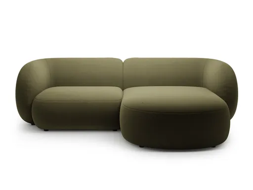 Coltar dreapta 2 locuri, Kate, Micadoni Home, 255x176x76 cm, catifea, verde
