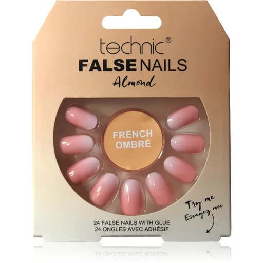 Technic Cosmetics False Nails Almond unghii artificiale French Ombré 24 buc