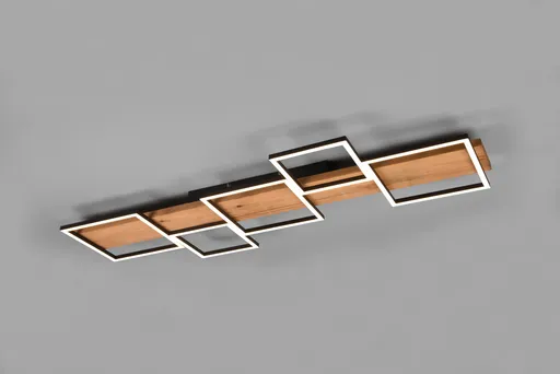 Plafoniera Harper, TRIO, 115x44.5x7.5 cm, 42W, 1x SMD, metal/lemn, natur/negru mat