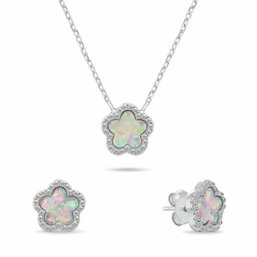 Brilio Silver Set unic de bijuterii cu opale SET289WP (cercei, pandantiv)
