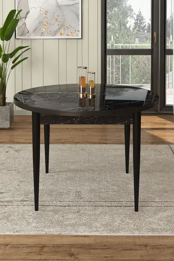 Masa, Hanah Home, Rox, 90x75x90 cm, Marmură neagră / Negru