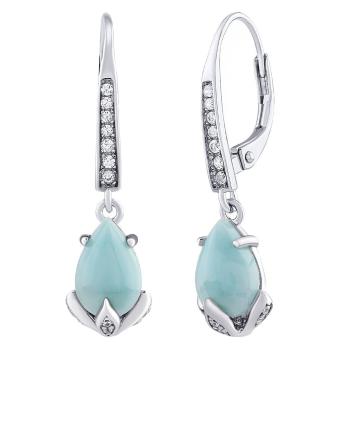 Silvego Cercei din argint Clarissa cu Larimar autentic și Brilliance Zirconia JJJ1267ELR