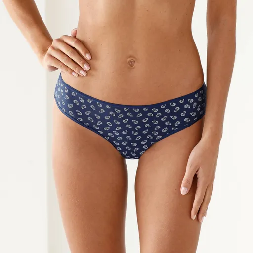 Set de 10 chiloți midi din bumbac elastic, cu imprimeu floral