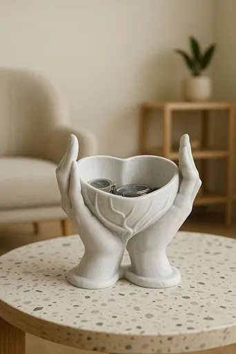 Decoratiune, Heart, 16.5x12.5x17.5 cm, 100% BIOPLASTIC, Alb