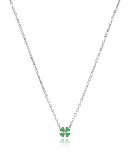 S'Agapõ Colier fermecător din oțel Trifoi cu patru foi Click SCK252