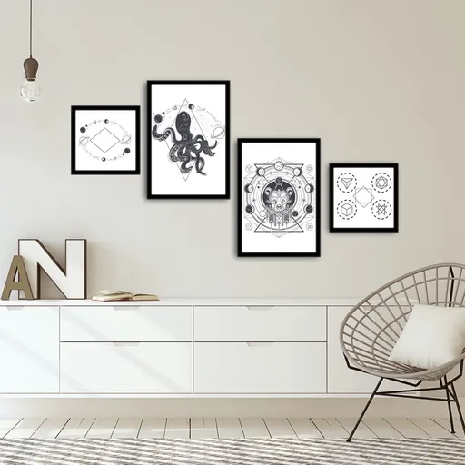 Set 4 tablouri decorative, Alpha Wall, The making of the Universe, 30x30/35x50 cm