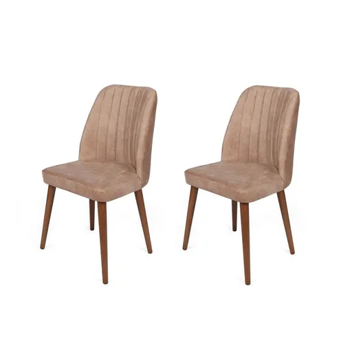 Set de scaune de sufragerie Alfa Beige and Walnut, 2 buc.