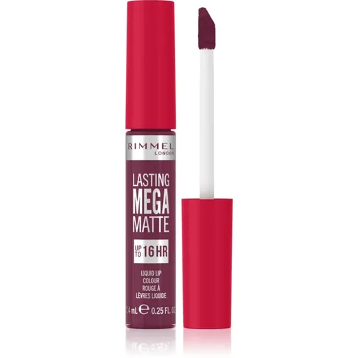 Rimmel Lasting Mega Matte ruj lichid mat, cu textură lejeră 16 de ore culoare Rock Me Purple 7,4 ml