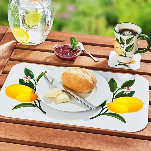 6 naproane + 6 suporturi pentru pahare "Lămâie"