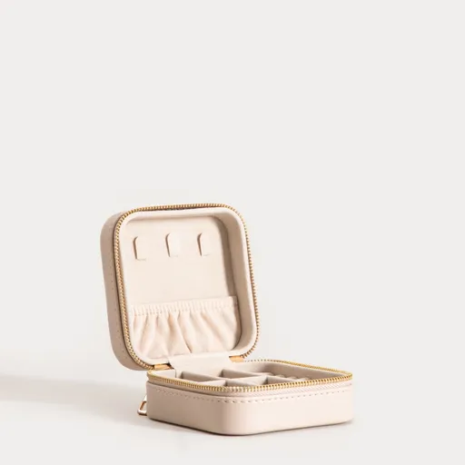 Cutie pentru bijuterii Rinas, Homla, 10.5x10.5x5 cm, plastic/metal, bej