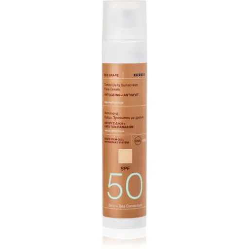 Korres Red Grape Tinted Daily Sunscreen lotiune de plaja tonifianta pentru uniformizarea nuantei tenului SPF 50 50 ml
