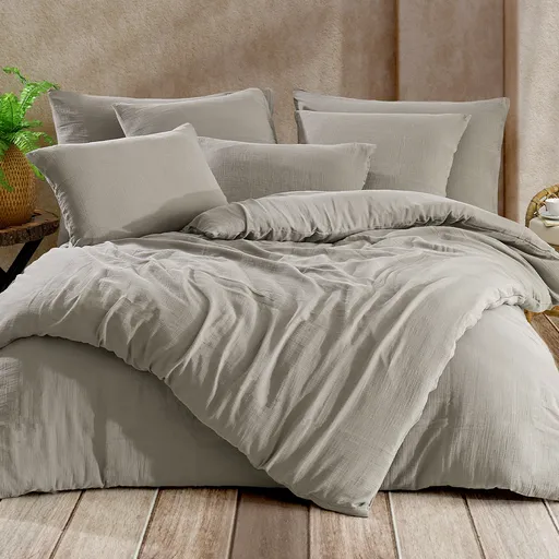 Lenjerie de pat din muselină 4Home Sand, gri deschis, 135 x 200 cm, 80 x 80 cm