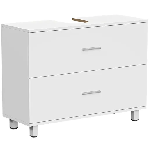 HOMCOM Dulap Sottolavabo pentru Baie cu 2 Sertare, Dulap Modern și Economisitor de Spațiu, 80x30x60 cm, Alb | Aosom Romania