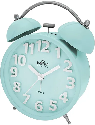 MPM Quality Ceas deșteptător analogic metalic MPM Happy Morning – albastru deschis, C01.4056.31