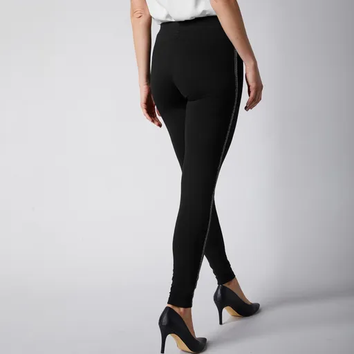 Colanți cu dungi strălucitoare pe laterale și talie elastică