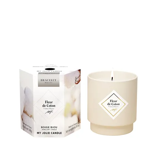 My Jolie Candle Lumânare parfumată 36h cu brățară Silver Les Surprenantes Floare de bumbac 320288